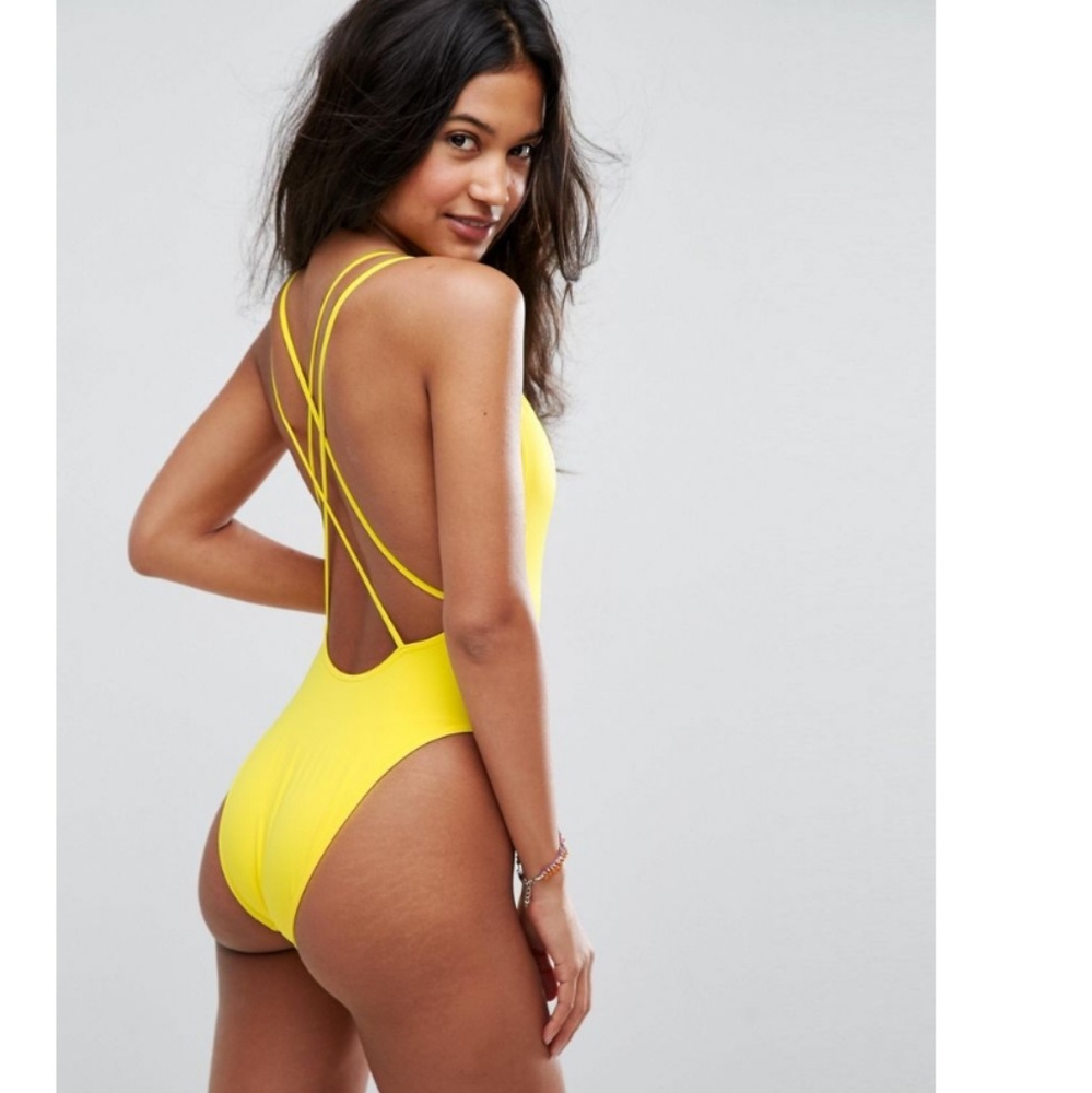 ASOS Crossback High Leg Swimsuit